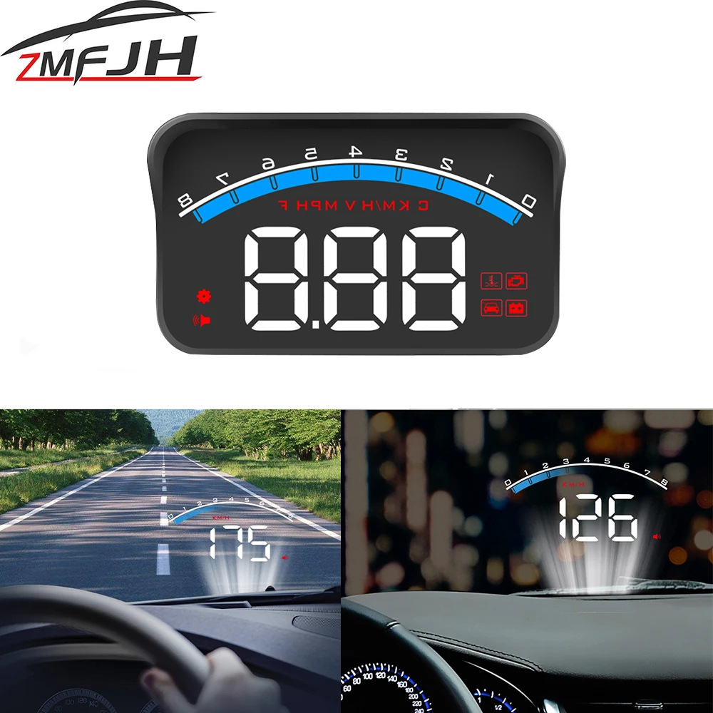 Car OBD Head Up Display Smart Digital Speedometer Water Temperature Voltage Tachometer On Board Computer Windshield Projector