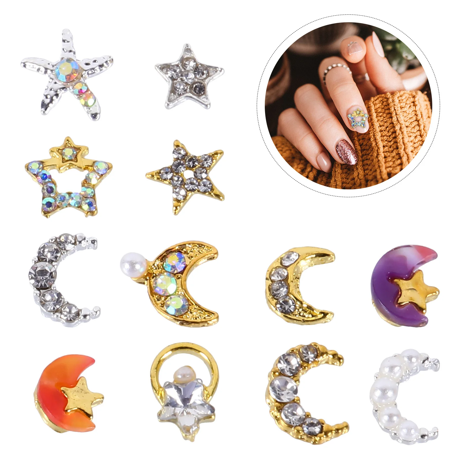 

12Pcs Nail Art Crystal Rhinestones Studs Decor Shiny Elegant Nail Stickers for DIY Manicure Women Gift Craft Accessories