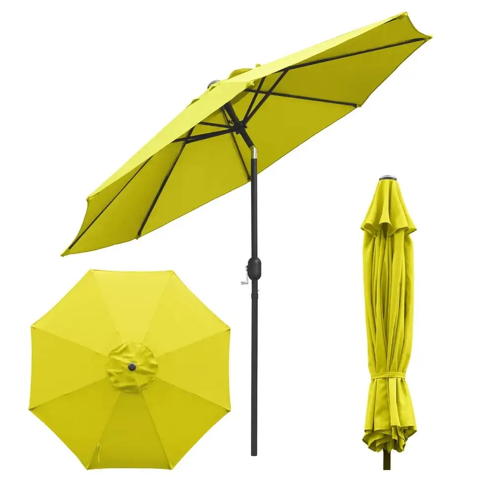 

Outdoor 9ft Patio Umbrella with Crank Handle and Push Button Tilt, Outdoor Market Umbrella with 8