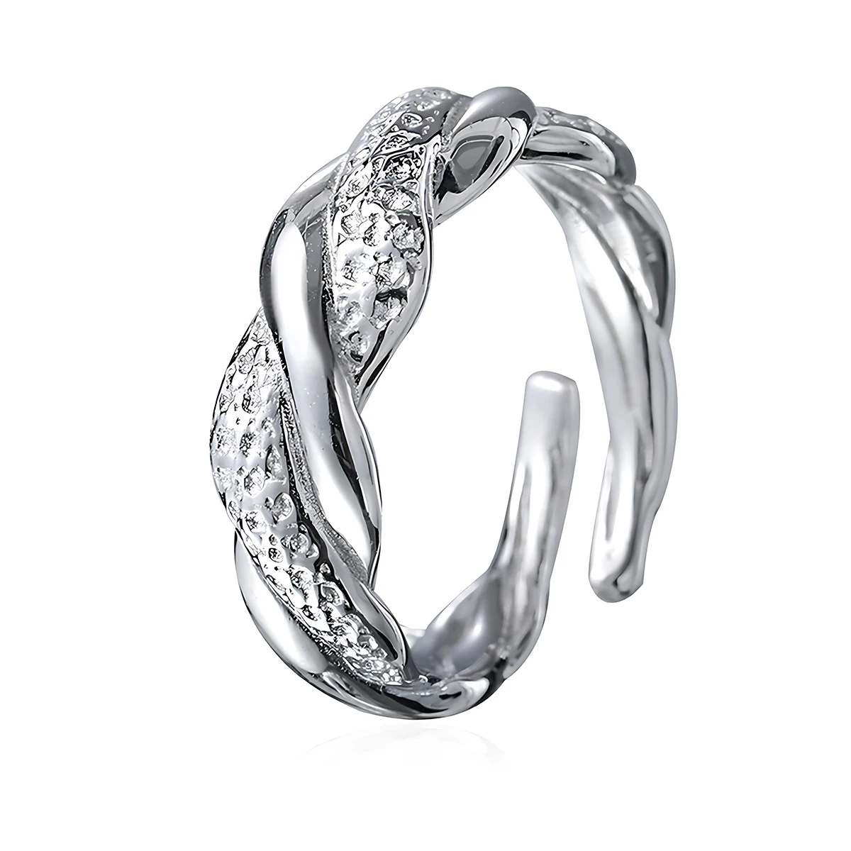 

Минималистское кольцо с плетеной текстурой из стерлингового серебра S925 с открытым ремешком Уникальный шик Изысканный Эстетический Универсальный Стильный дизайн