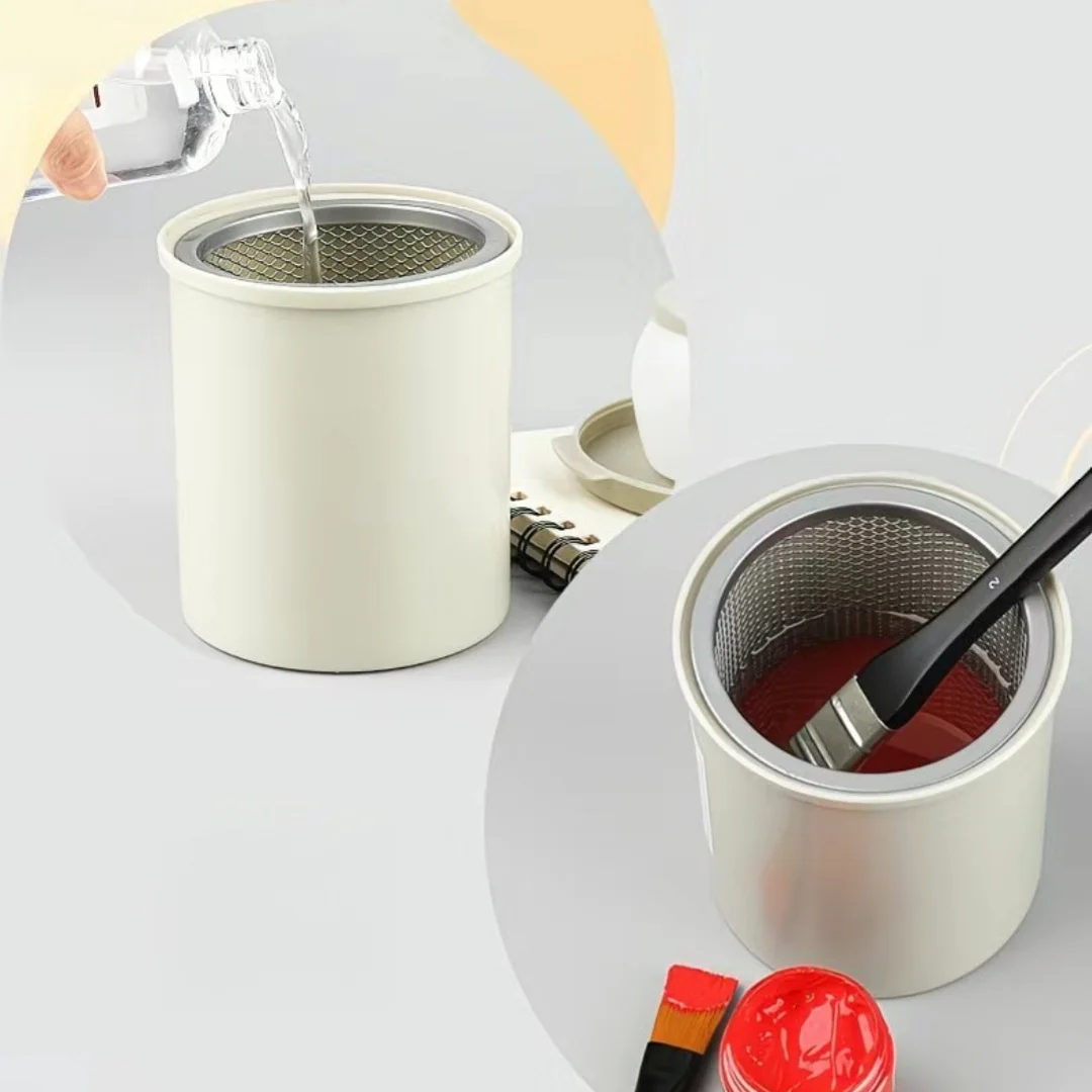 Pen washing bucket for art students, multifunctional stainless steel filter pen washing bucket view 4