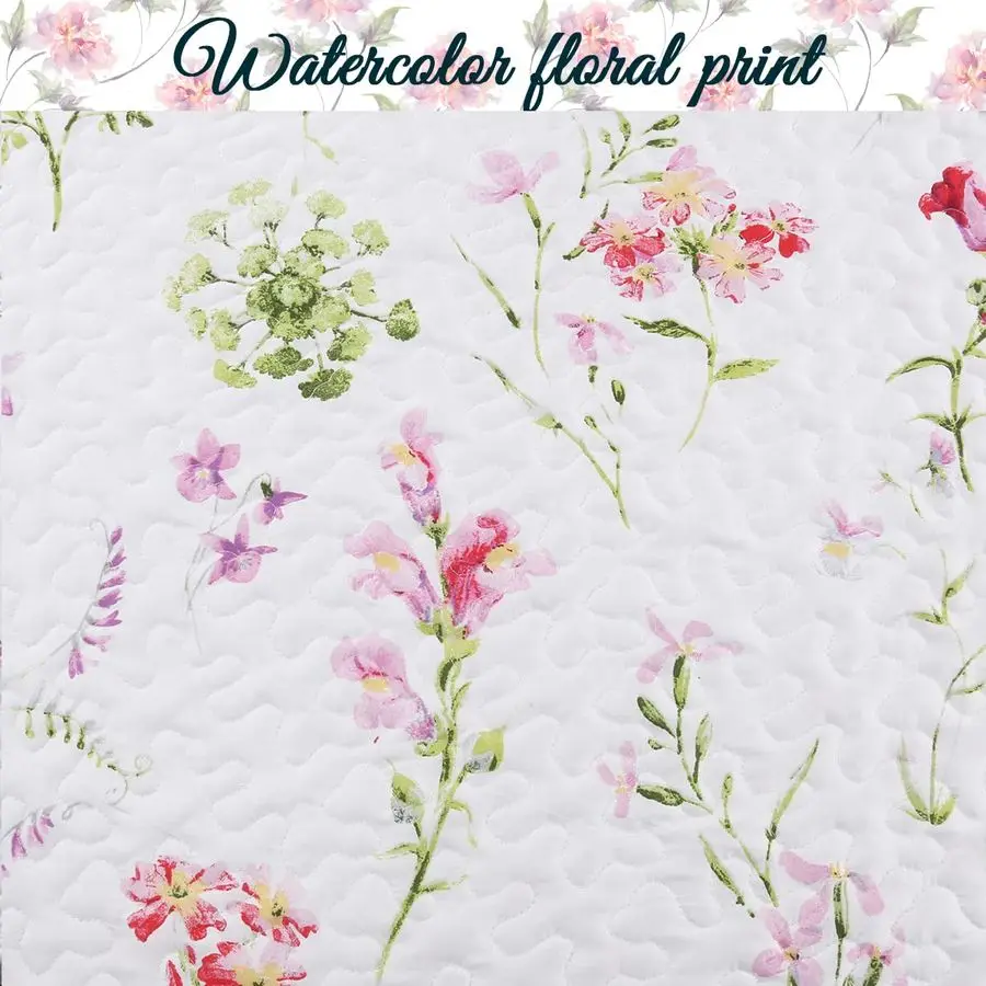 Bloom Azalea Floral Garden Chintz Rosa Azul Branco Verde Microfibra Reversível Daybed Conjunto de cama acolchoada