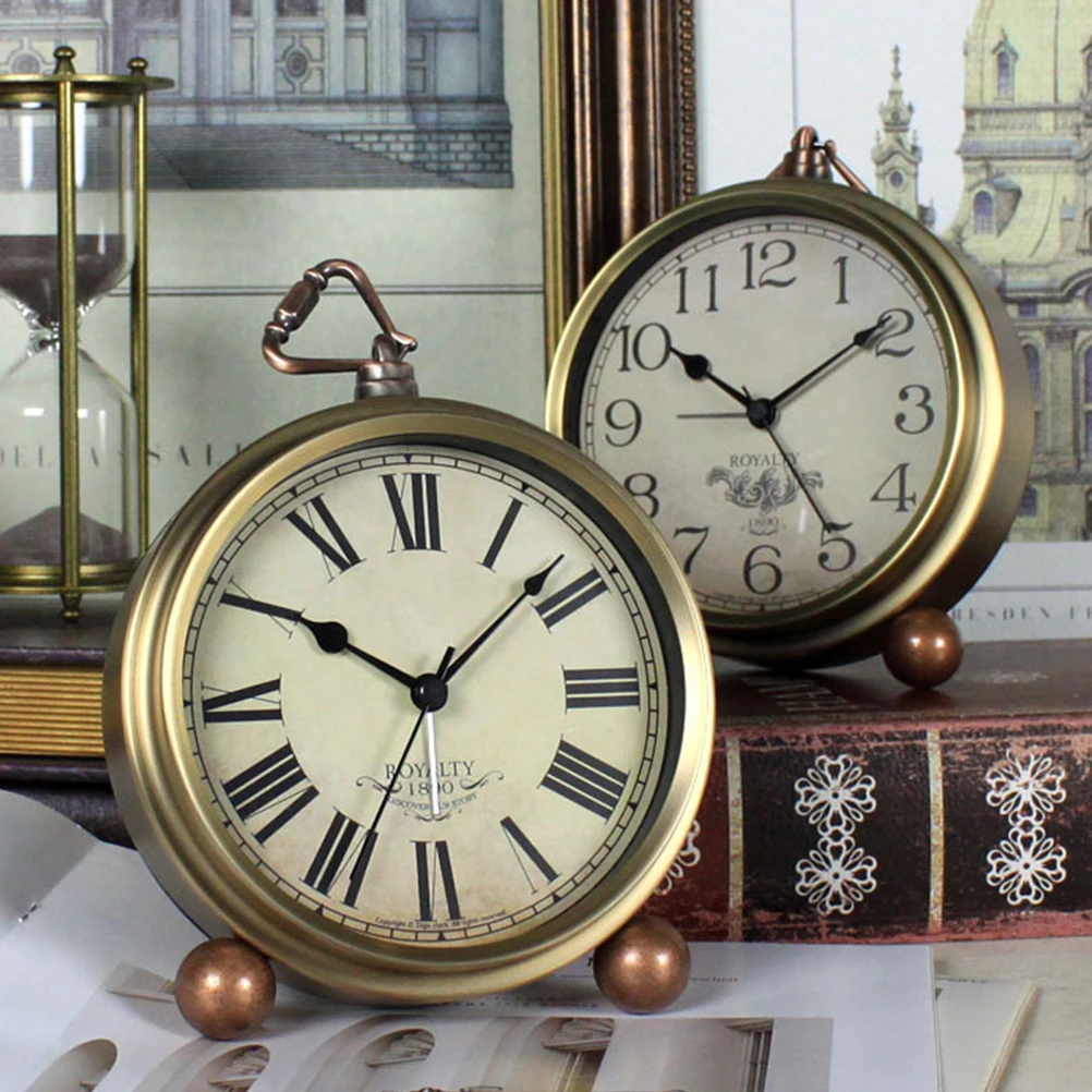 

Vintage Alarm Retro Desktop Clock Silent Non-Ticking Quartz Timepiece For Home Office Decor Creative Old Style Mute Alarm Clock