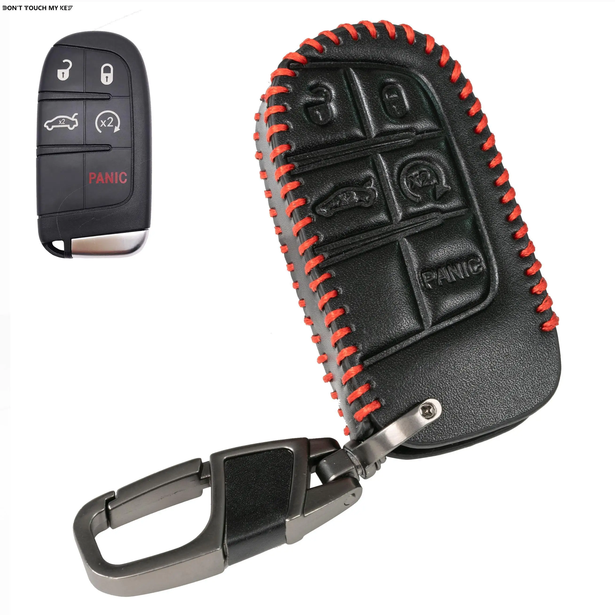

For Jeep Grand Cherokee Compass Dodge Charger Chrysler 200 300 300C Remote Key Cover Case Protect Key Chain Ring PU Leather Auto