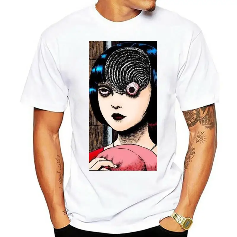 Uzumaki Junji Ito Japanese Horror Custom Men Black 100% Quality Cotton Mens Print T-Shirt 100% Cotton Dress T-Shirt