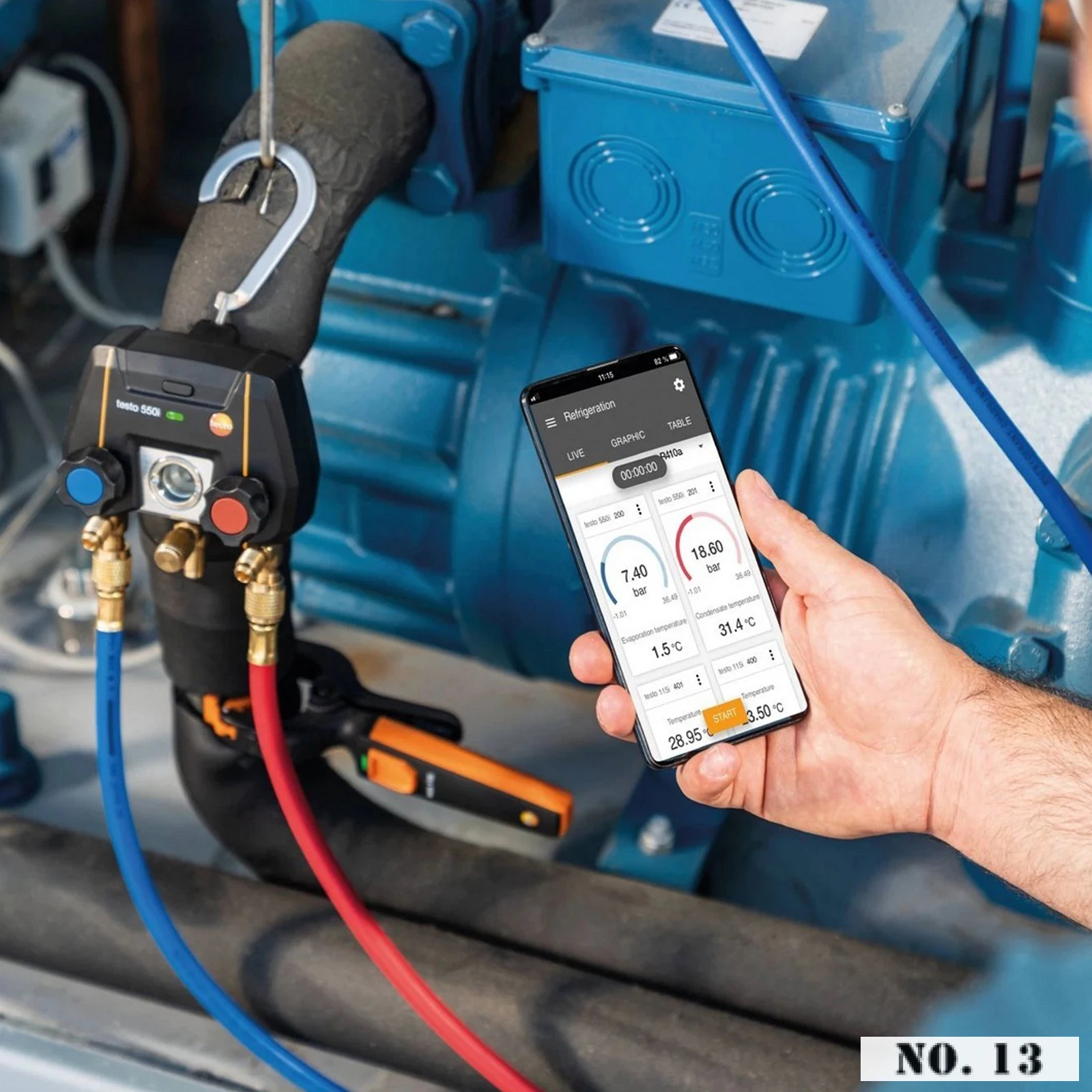 Testo 550i Digital Refrigeration Gauge Manifold with Bluetooth-compatible 0563 1550 2 Valves Manometer Tools App Controlled