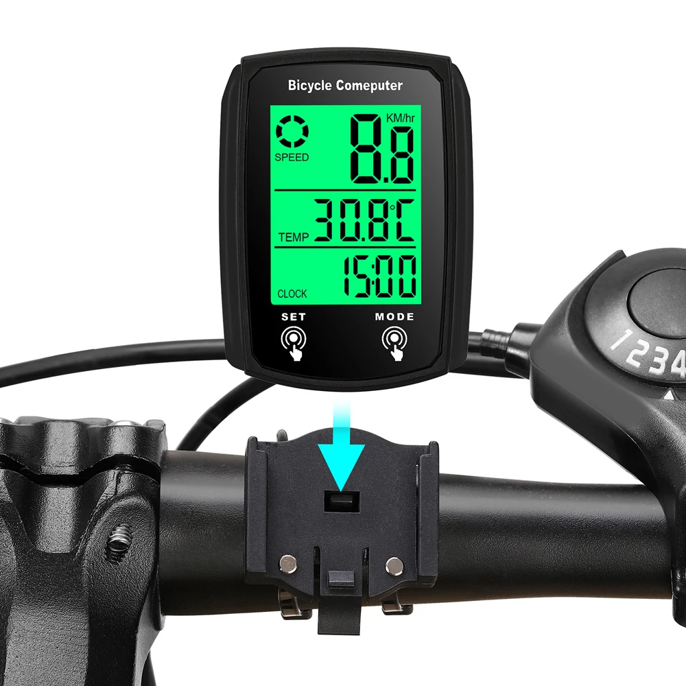 Wired Bike Computer LED Digital Bicycle Speedometer Odometer Touchscreen Cycling Computer Waterproof with Backlight