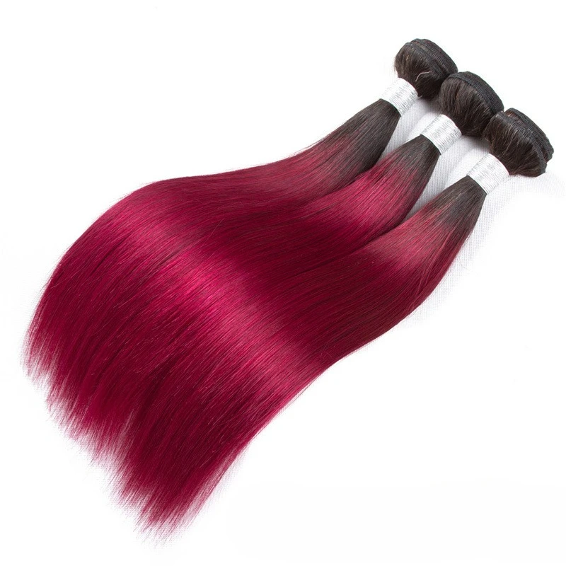 Bestseller T1b99J Ombre Glattes Echthaar-Bündel/1 Stück Brasilianisches Jungfrauenhaar Remy für Einnäherweiterungen und Perückenherstellung – Detail 5