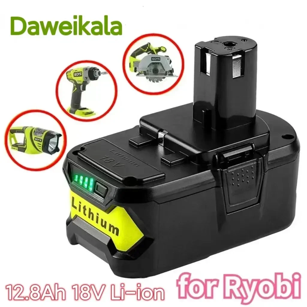 12.8AH 18V  Li-ion Rechargeable Battery for Ryobi ONE+ cordless Power Tool BPL1820 P108 P109 P106 P105 P104 P103 RB18L50 RB18L40