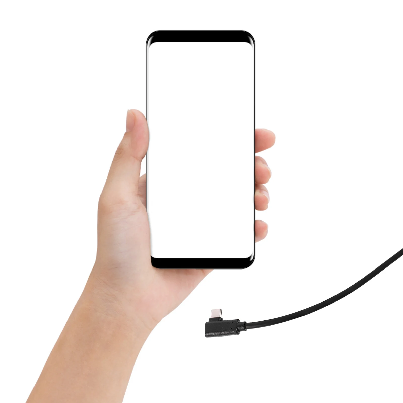 

1pc Smart Cable 90° Elbow USB 3.0 to Type C Fast Charging Tin-Plated Copper PVC Durable for Phone