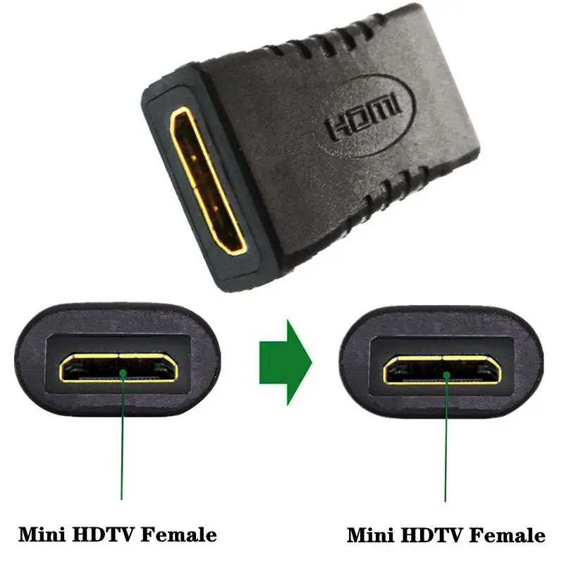 Mini adaptador compatível com HDMI, interface masculina e feminina, tipo C, tipo D