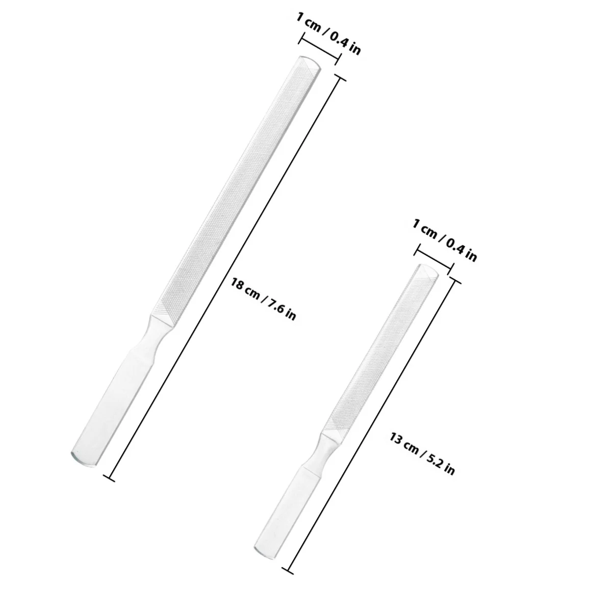 1Set Nagelvijl Set Roestvrij Staal Manicure Pedicure Gereedschap 13Cm 5.1inch 18Cm 7.1inch Vierzijdig Dubbelzijdig Nail Art Slijpen