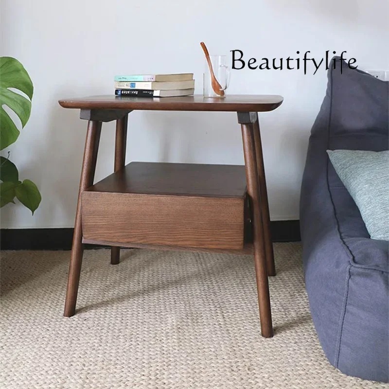 

غرفة نوم كاملة أثاث Nordic Solid Wood Bedside Table Modern Minimalist Drawer Storage Cabinet