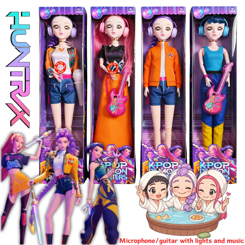 

High-quality KPOP Demon Hunters Character Vivid Doll Toy ,with Lights/music ,Rumi Mira Zoey Decoration Kids Xmas Suprise Gifts