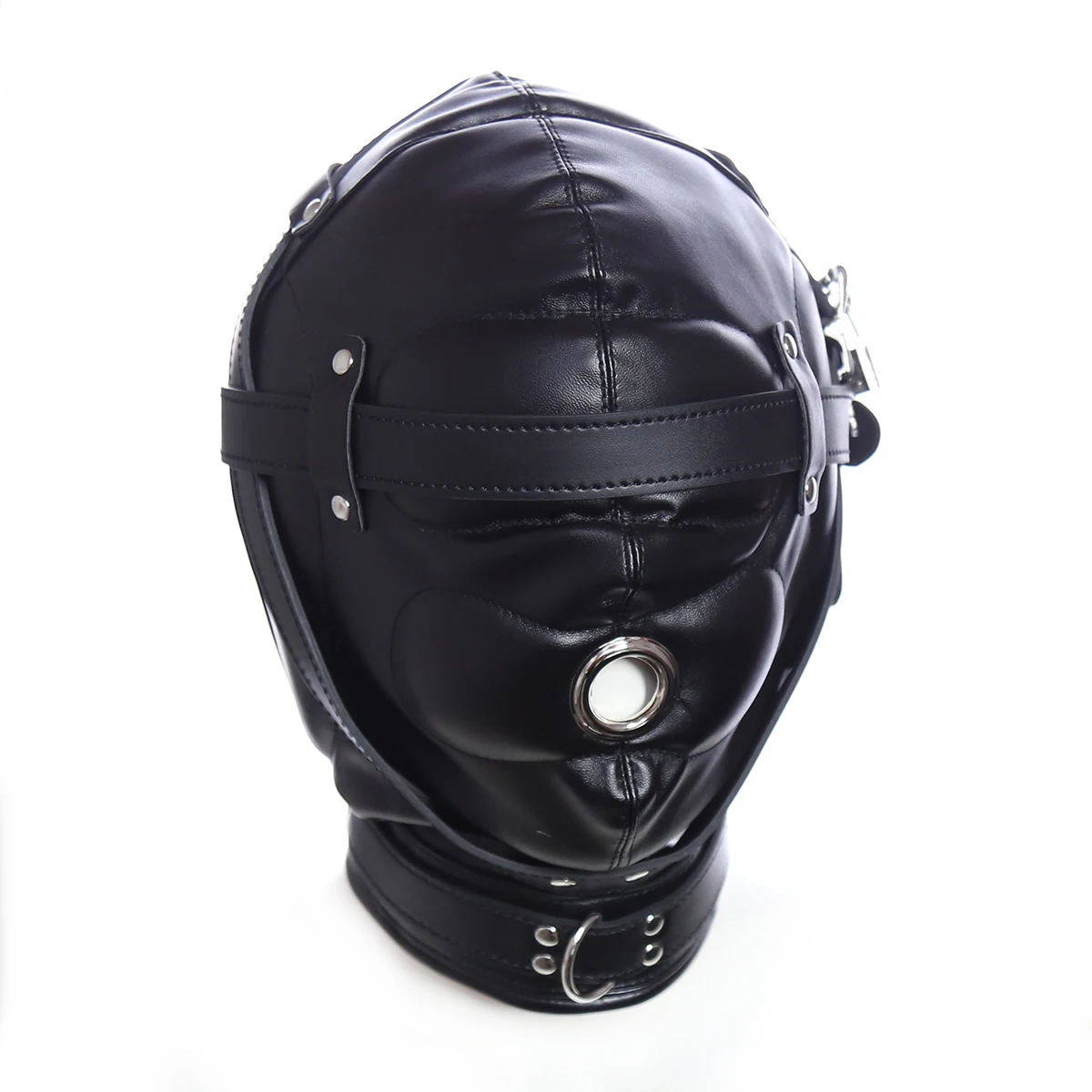 Erotic Fetish Costumes of Leather Bdsm Bondage Hood Mask with Mouth Hole for Couples Adults Slave Rolplay Flirting Games