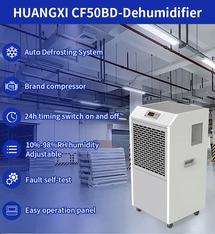 مزيل رطوبة لغرفة النمو 90 لتر/يوم مع استنزاف تلقائي وقوة 380 فولت للدفيئات الزراعية لزراعة الخضروات