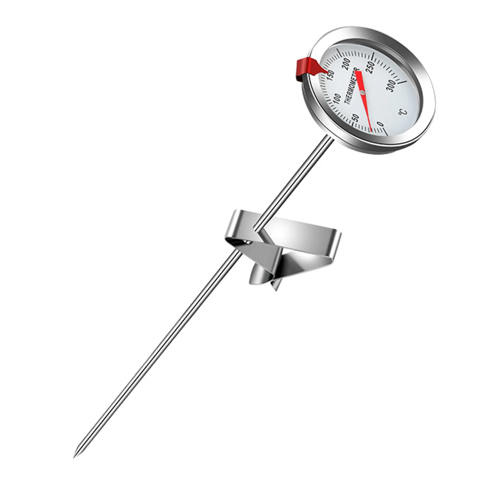 Thermomètre de cuisson en acier inoxydable avec pince pour friture, lait et aliments, pour friteuse 