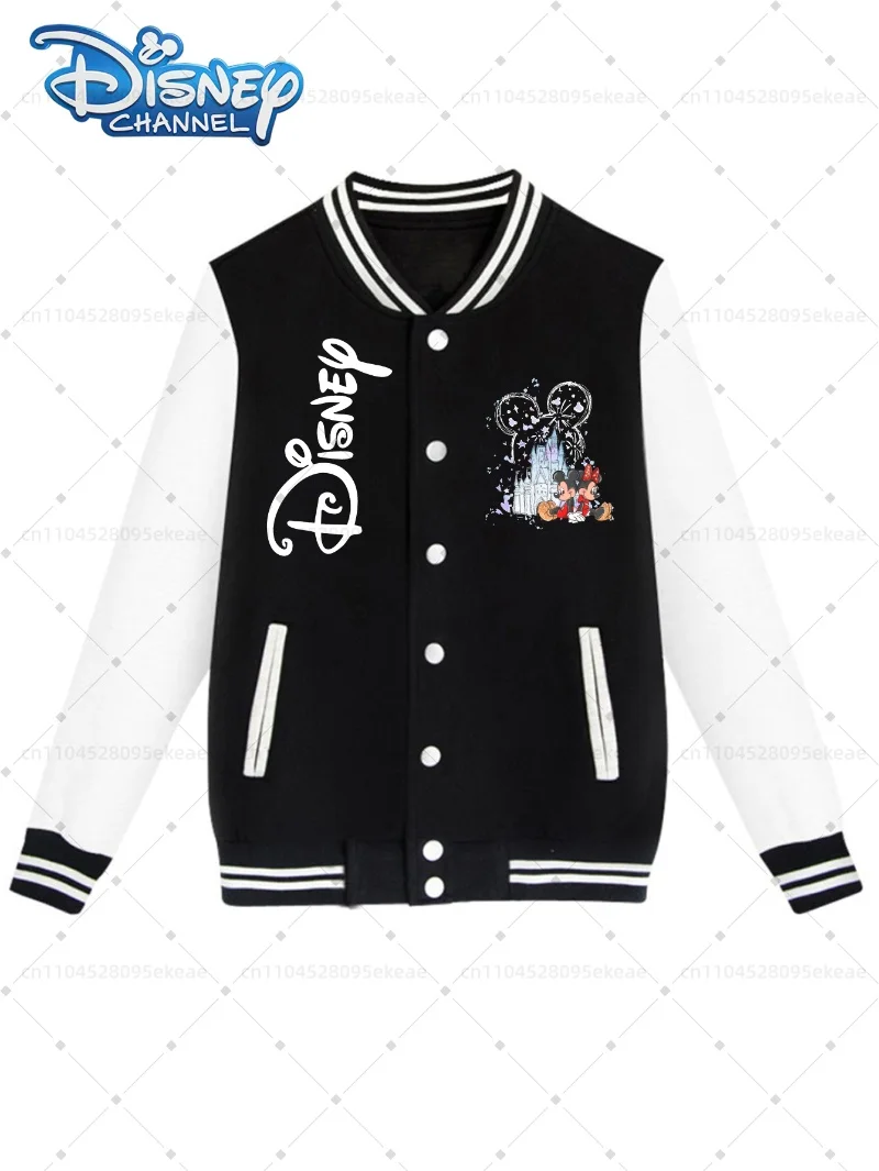 

Disney Mickey Minnie Mouse Castle Jacket Men's and Women's Fashionable Casual Street Sports Loose Jacket, Autumn and Winter Top