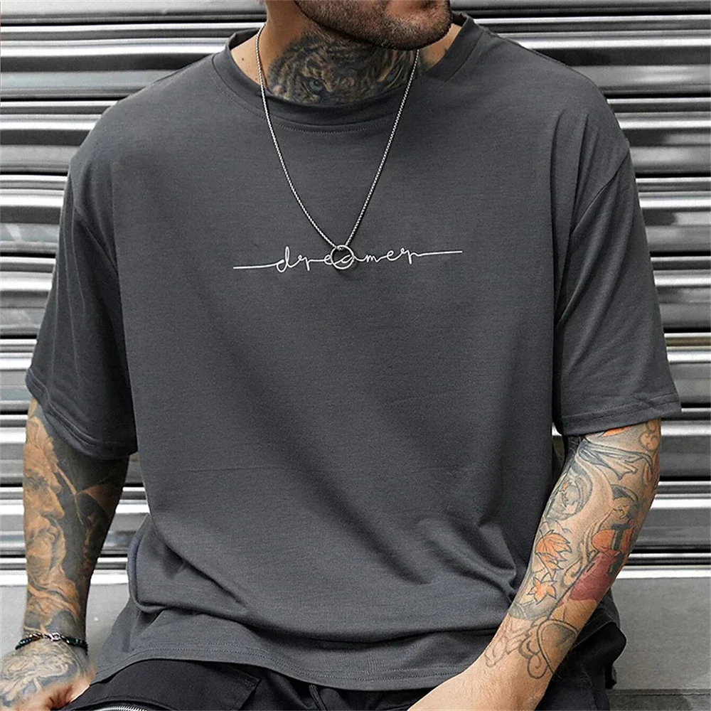 Simple Summer Men\'s T-shirt High-quality Men\'s Top Everyday Casual Sports Shirt Trend New Clothing Oversized Loose Short Sleeve