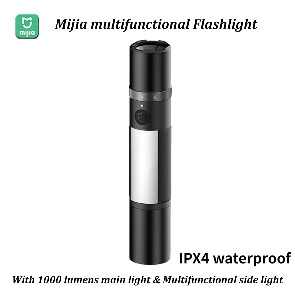 

Original MIjia LED Flashlight Multifunctional Flashlight 1000lm IPX4 Reachargeable 3100mAh Battery 3 Levels Light Adjustment