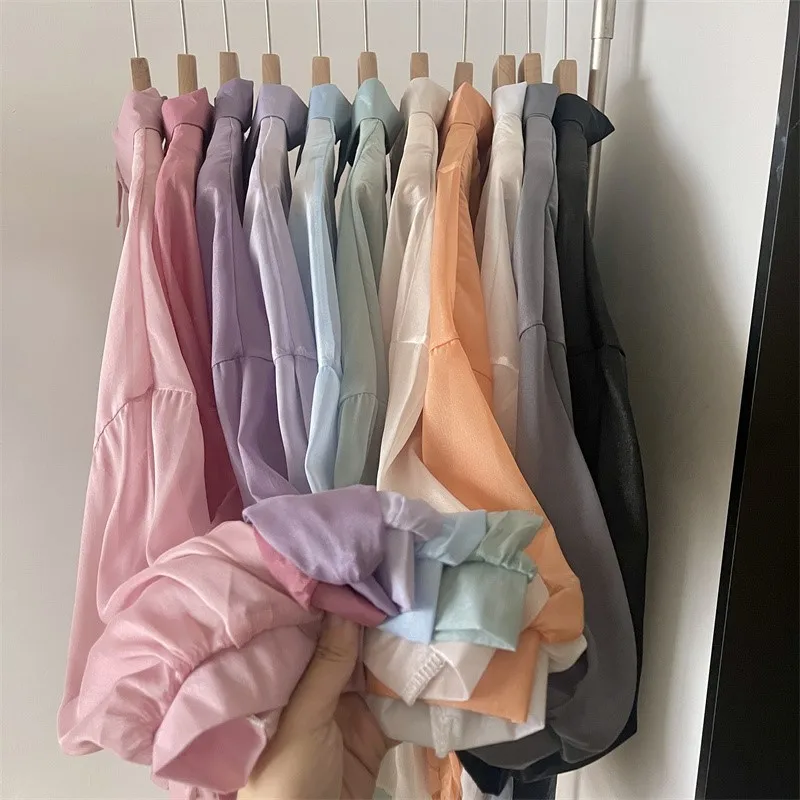 Damskie koszulki przeciwsłoneczne, cienkie, letnie, 11 kolorów, czysty styl Harajuku, uniwersalne, delikatne, modne, koreańskie, słodkie, urocze, nowość, Camisas Mujer