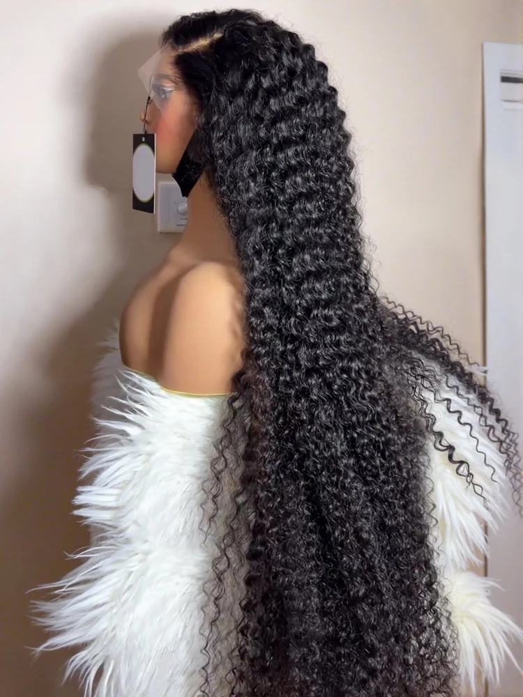 

13x6 HD Lace Frontal Wig Human Hair 200 Density Deep Wave Transparent Curly Lace Front Wigs PrePlucked 30 40 Inch For Women