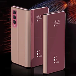 6 Colors Mirror Clear View Stand Flip Case For Samsung Galaxy Z Fold 2 3 4 5 6 7 Full Cover Folding Plathing Phone Cover
