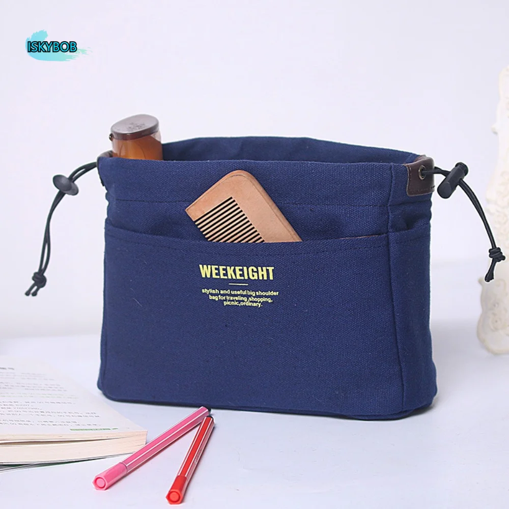 

Container Bag Canvas Sundry Storage Bag Multi-Pocket Toiletry Container Handbag Insert Sturdy Portable Makeup Tote Pouch Girls
