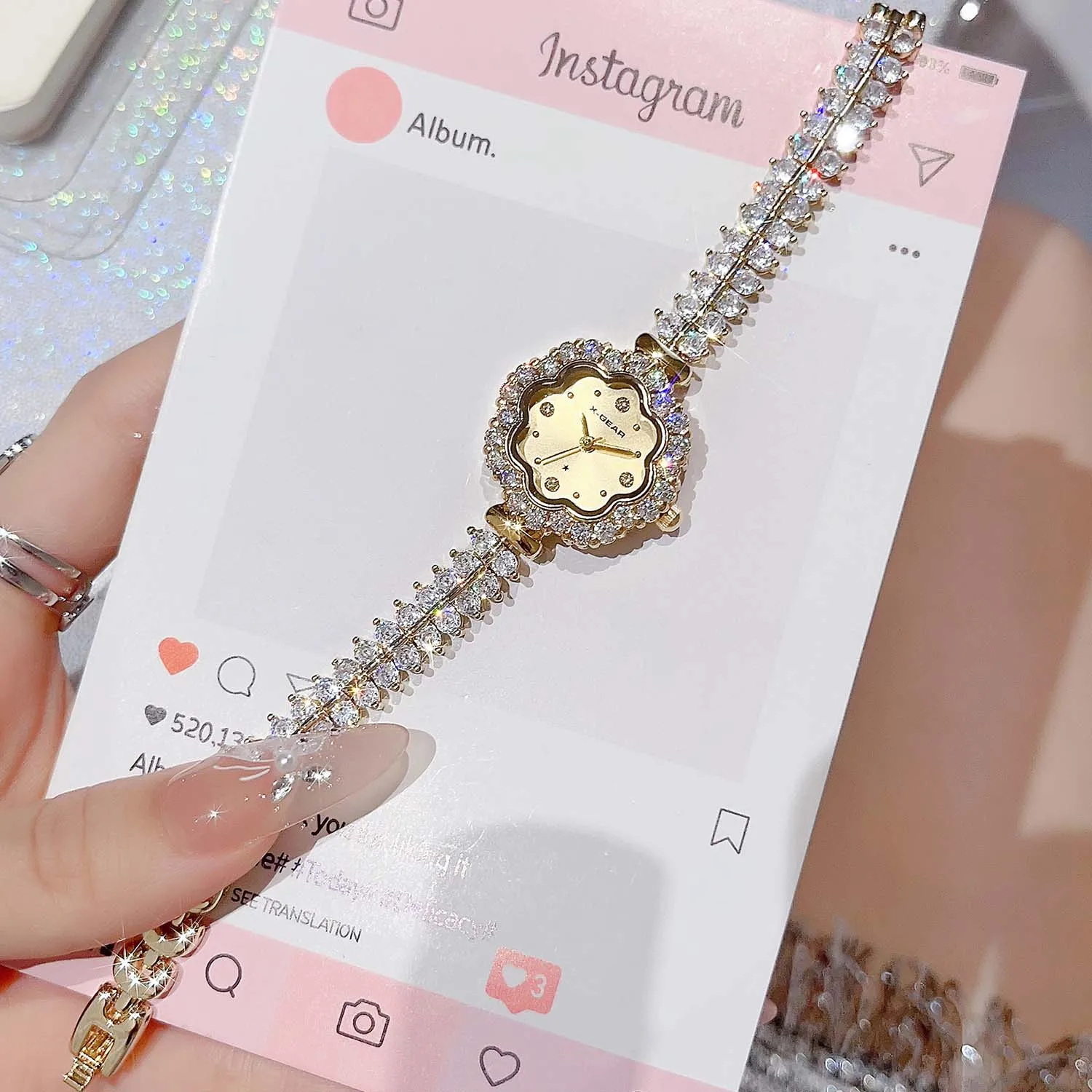 Women's Watch Fashion Luxury Full Diamond Inlaid Bracelet Watch Quartz Clock Women's Watch