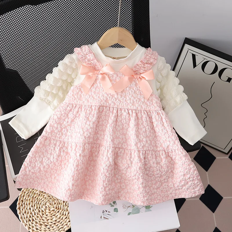 

Girls' Spring and Autumn Clothing Baby Long Sleeve Fashionable Dress Princess Dress One Year Old Baby Dress