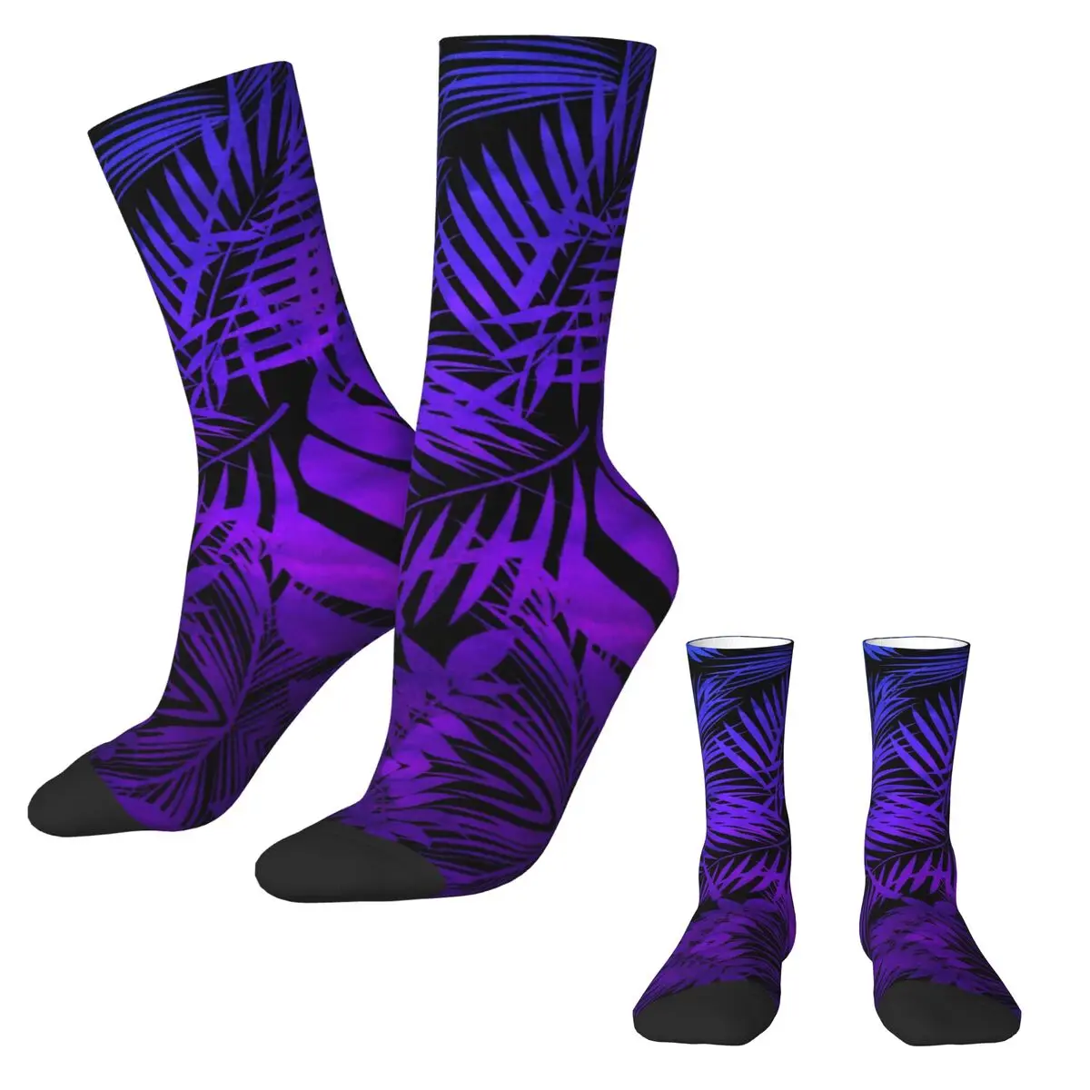 Tropical Palm Leaf Socks Purple Ombre Print Modern Stockings Winter Non-Slip Women Men Socks High Quality Graphic Outdoor Socks