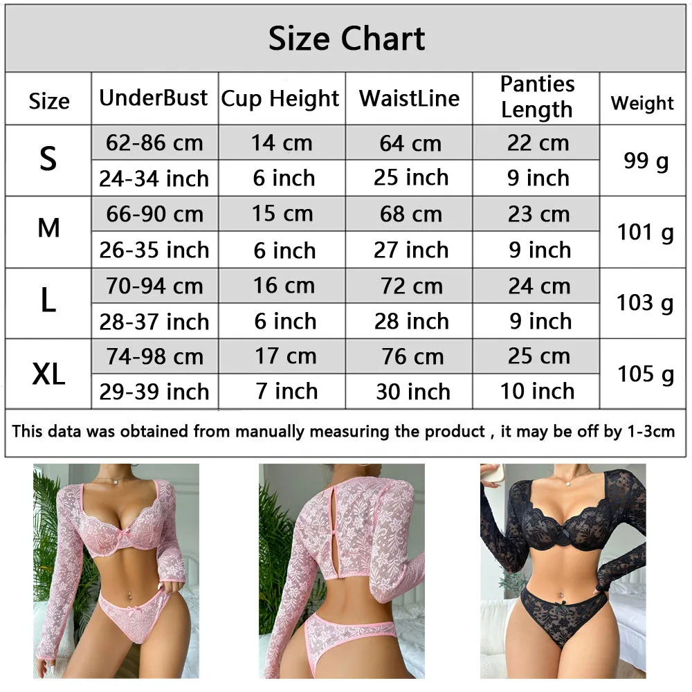 Sexy See Through Lingerie Long Sleeve Pornos Women Lace Underwear Bra Panty Set Censored Erotic Costumes Exotic Apparel Supplier