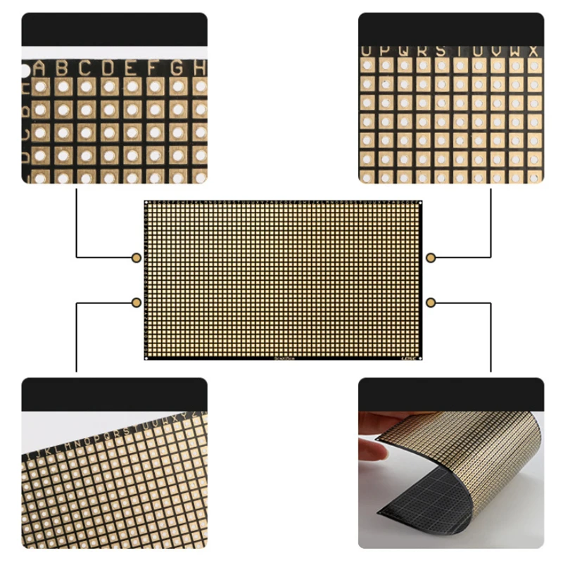 Flexible doppelseitige Leiterplatte FR4 6 x 8 cm 0,4 mm Universalplatine mit Löchern Platine 2,54 Pitch Prototypen Matrixe Druckpapiertafel