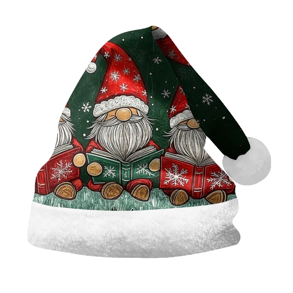 Fashionable winter atmosphere Christmas hat, black beard soldier print party, daily warmth and comfort