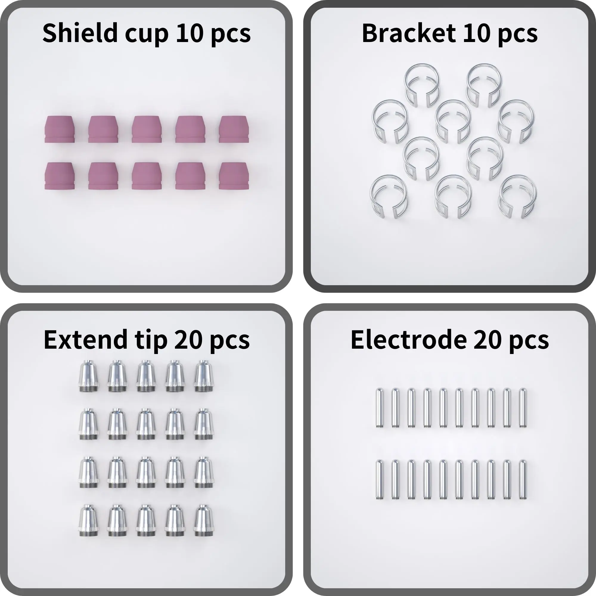 Imagem -04 - Soldagem Tocha Consumíveis Kit Eletrodos Shell Copos Dicas Guia Espaçador Soldador Tocha Sg55 Ag60 Wsd60 60 Pcs 100 Pcs