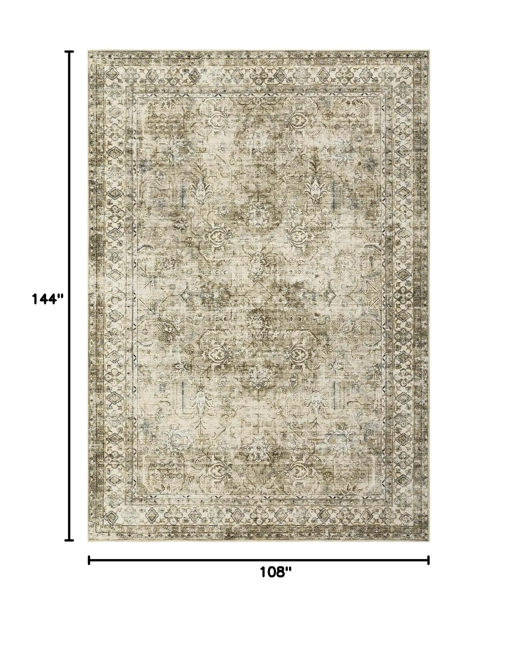 Area Rug 9x12 Large Vintage Rug Washable Rug Oriental Floral Print Thin Rug Non Slip Backing Foldable Rug Indoor Bedroom