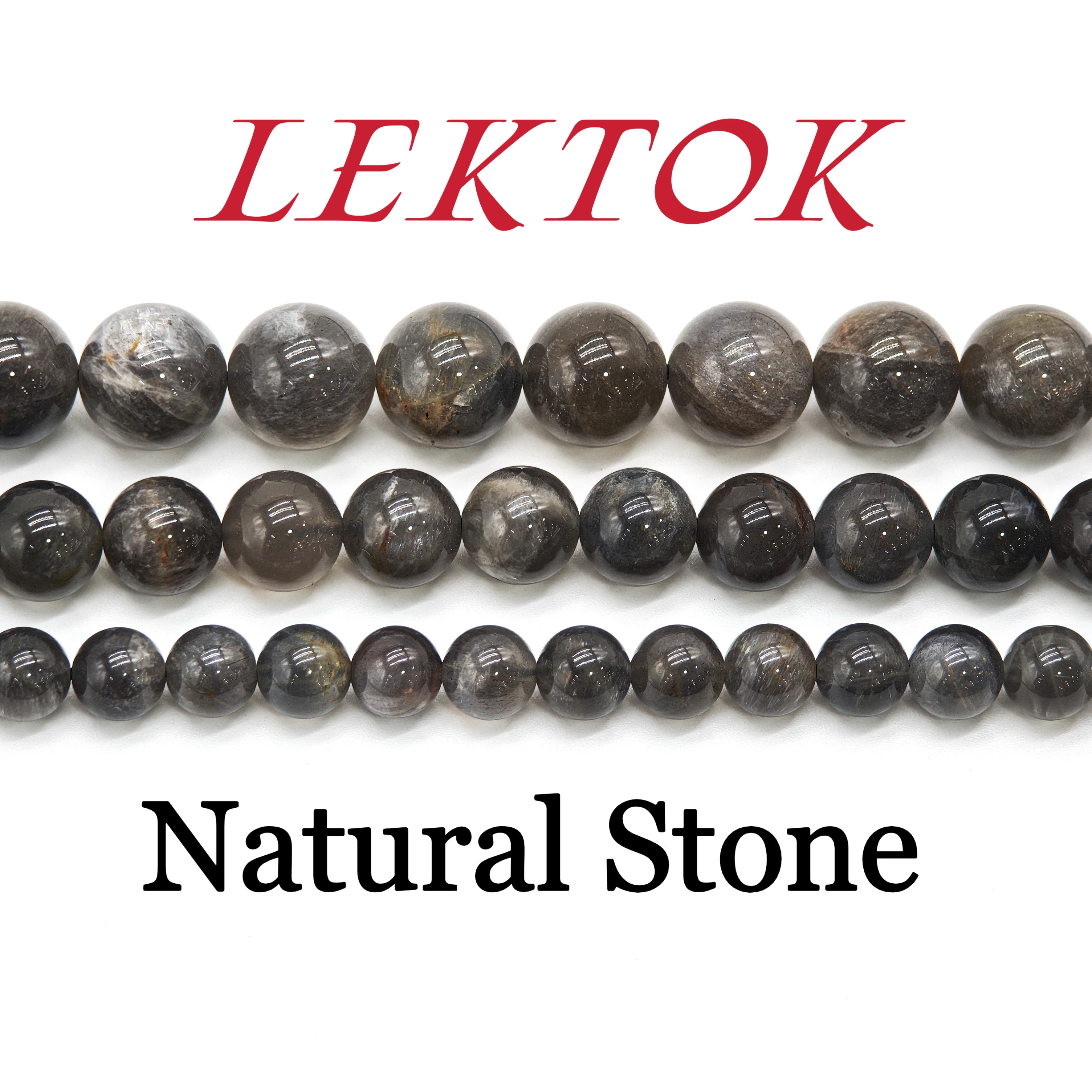 

`Wholesale Bulk Natural Black Moonstone Round Beads 6-10mm, AAA Loose Gemstone for DIY Jewelry Making Supplies, 15" Strand