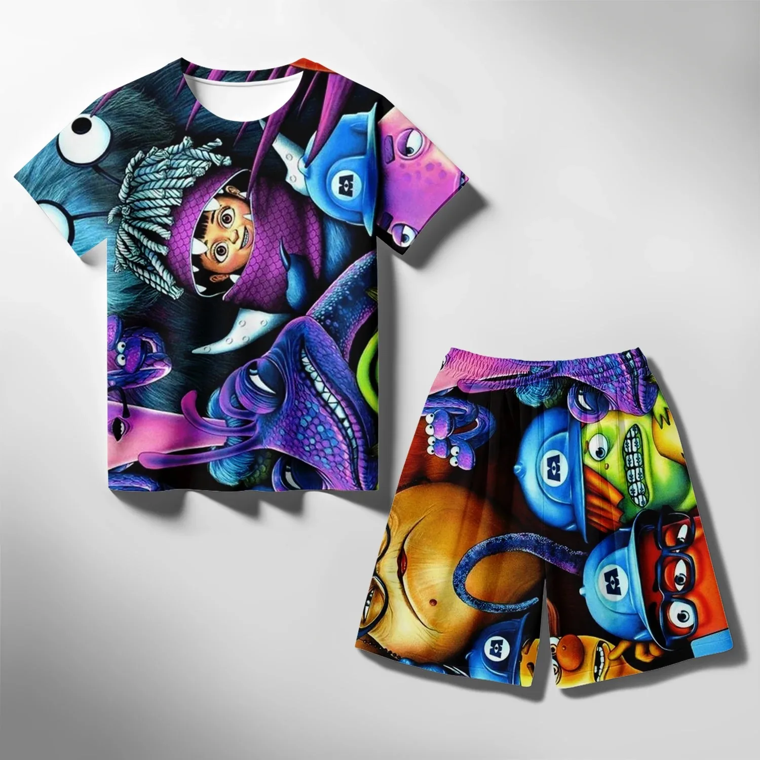 Ragazzi Set a maniche corte t-shirt per bambini estate abbigliamento per bambini stampa 3D Monsters Inc Disney Miniso Fashion Girl Party