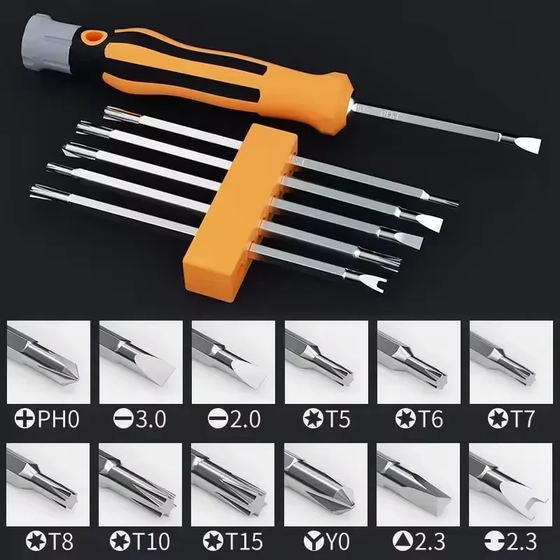 12 In 1 Screwdriver Set Magnetic Bit Cross Flat Shaped Screwdriver Head Multifunctional Precision Handheld Maintenance Tool Home