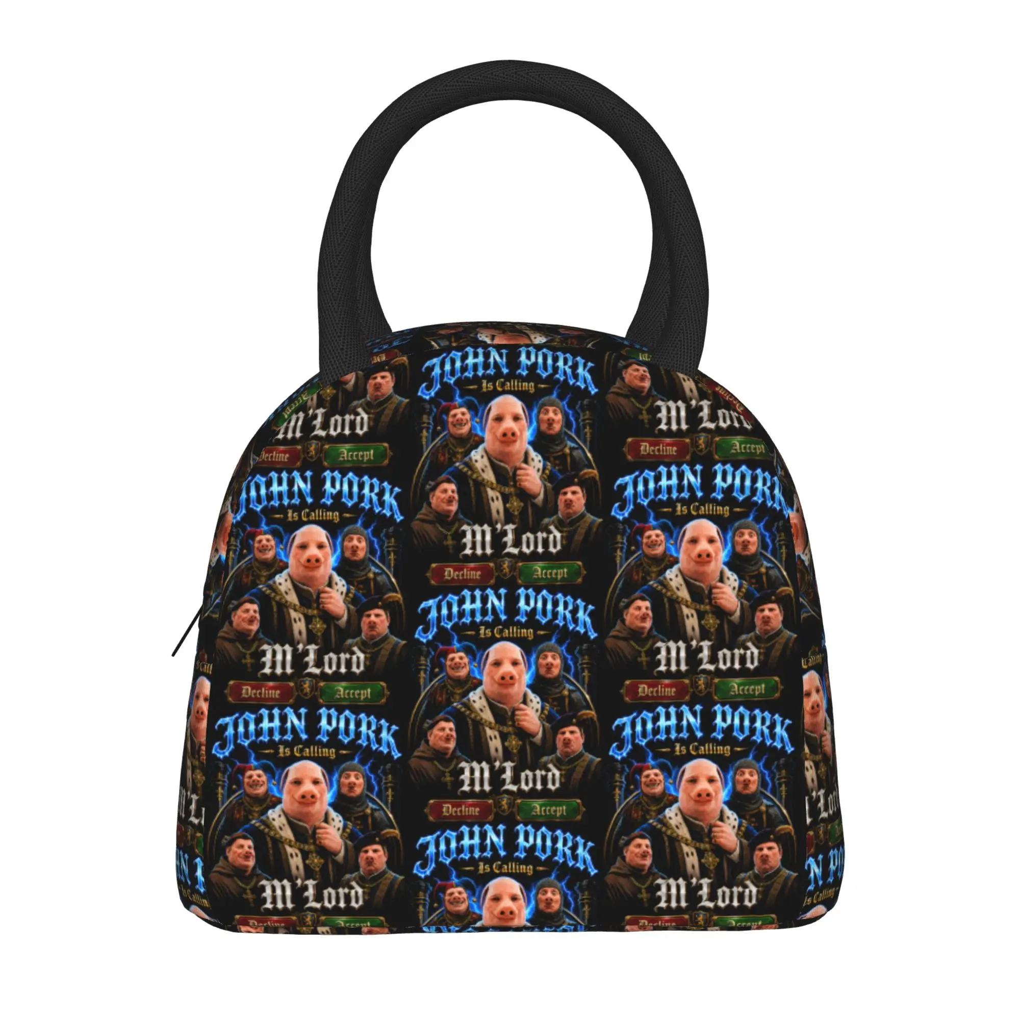 John Pork is Calling Medieval Bootleg Meme Brainrot Lunch Bag For Child  Print Lunch Box Casual Office Cooler Bag Lunch Bags
