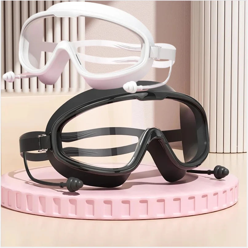 

Водонепроницаемые и противотуманные очки для плавания высокой четкости для взрослых, профессиональное защитное оборудование для плавания с большой оправой