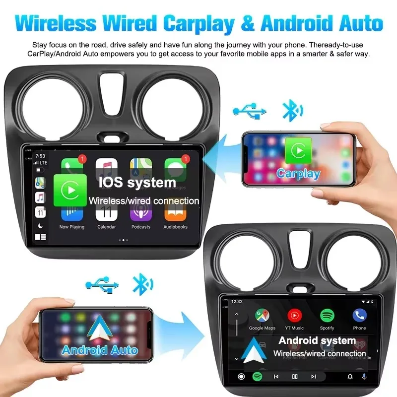 

Wireless Carplay 4G Android 13 For Renault Dokker/Lodgy Dacia 2012 - 2020 Car Multimedia Player GPS Navigation Bluetooth