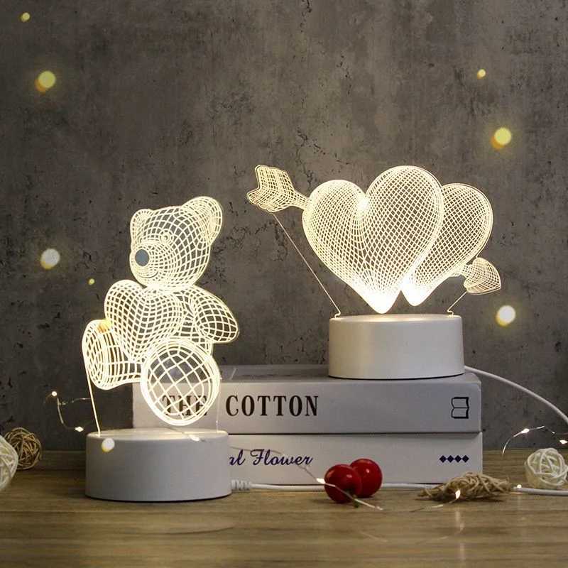 USB Operated 3D Acrylic LED Night Light Festival Birthday Kids Gifts Bedroom Bedside Decor Night Lamp Home Novelty Lighting
