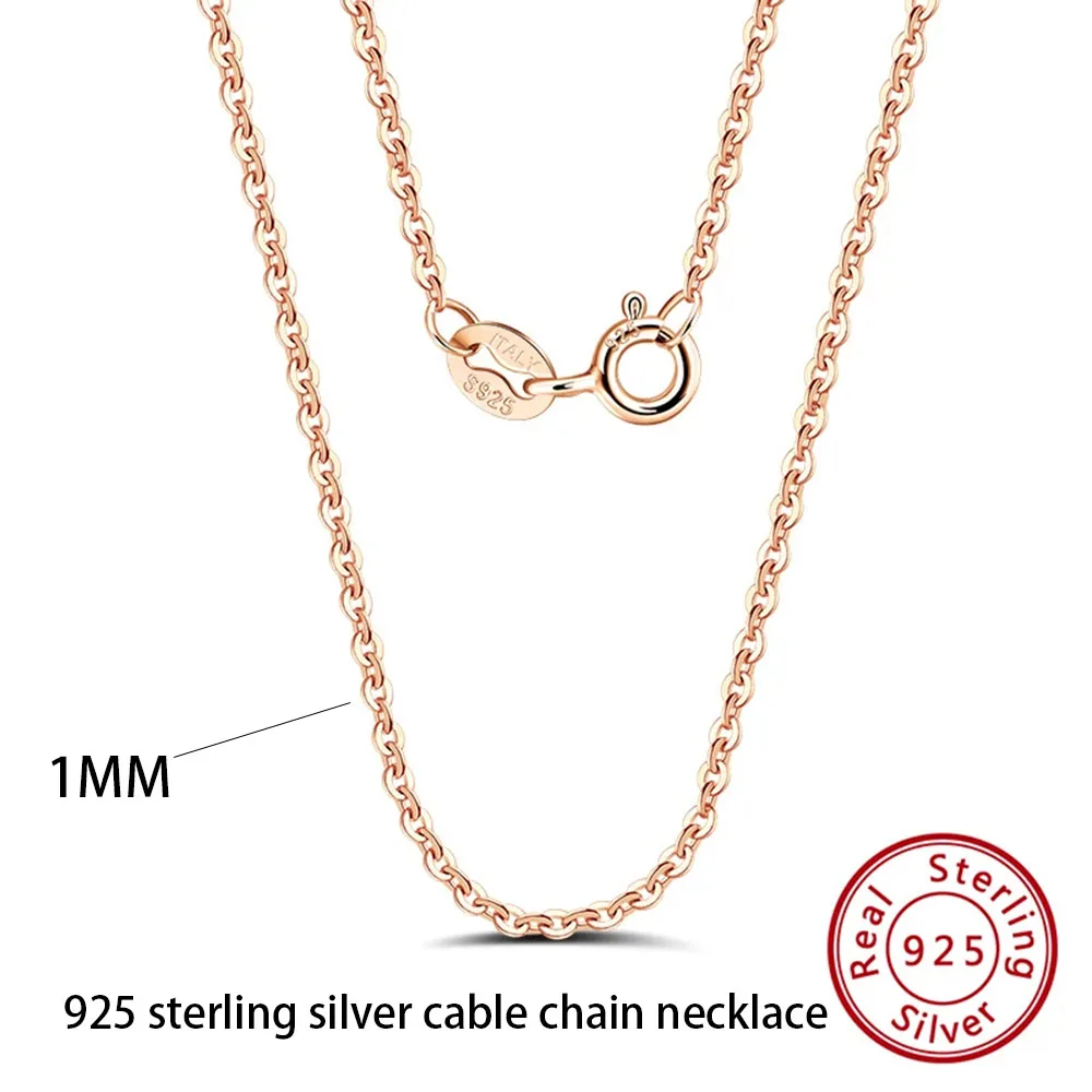 Unisex 925 Sterling Silver Basic Chain Necklace