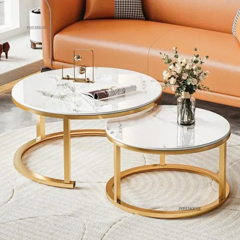Modern Design Legs Gold Coffee Tables Organizer Marble Pattern Extendable Coffee Table Home Decoration Living Room Furniture f