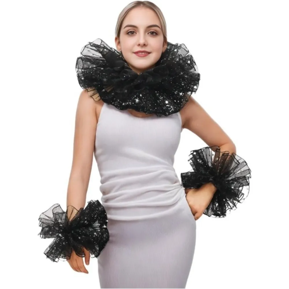 gola-falsa-de-malha-estilo-vintage-com-babados-e-luvas-xale-para-cosplay-de-palhaco-mangas-de-mao