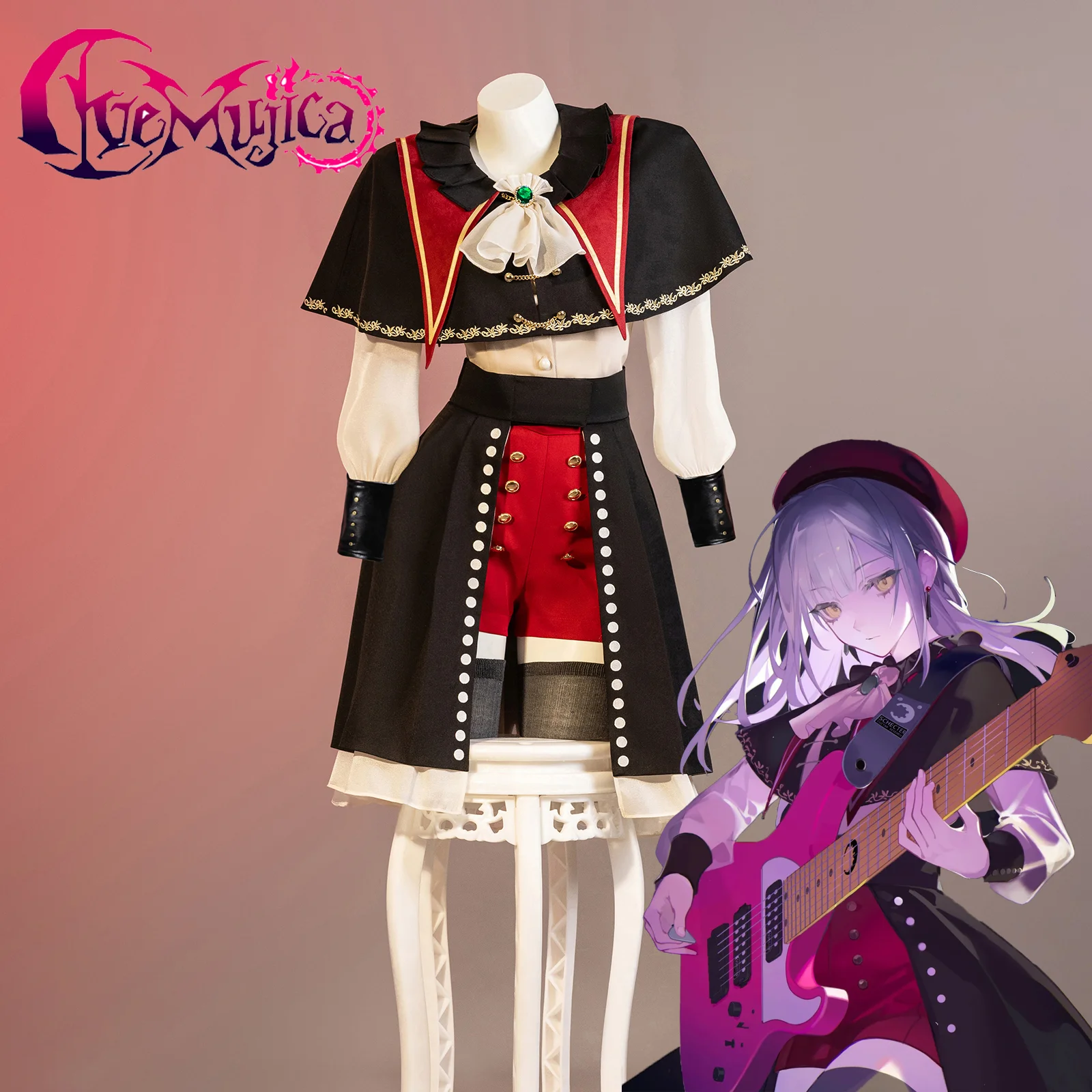 อะนิเมะ บัง ดรีม! Mortis คอสเพลย์เครื่องแต่งกายผู้ใหญ่ผู้หญิงนักร้องชุดอุปกรณ์เสริมชุดเครื่องแบบฮาโลวีน Prop
