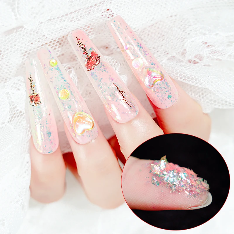 Nail Powder Sequins Holographic Glitter Color Nail Acrylic Powder Chrome Powder Mermaid Aurora Sequins Mirror Nail Decorations