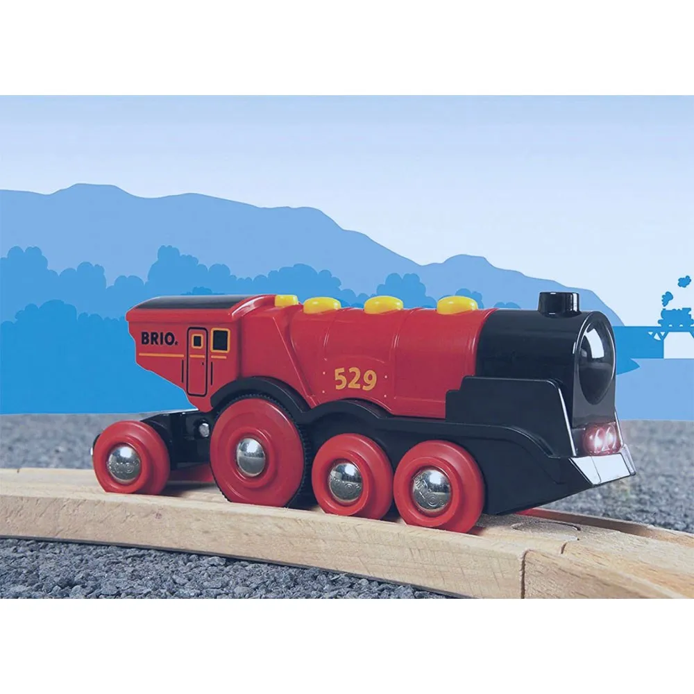 BRIO World Mighty Red Action Locomotive Battery Powered Train for Kids Age 3 Years Up - Compatible with all BRIO Railway Sets &