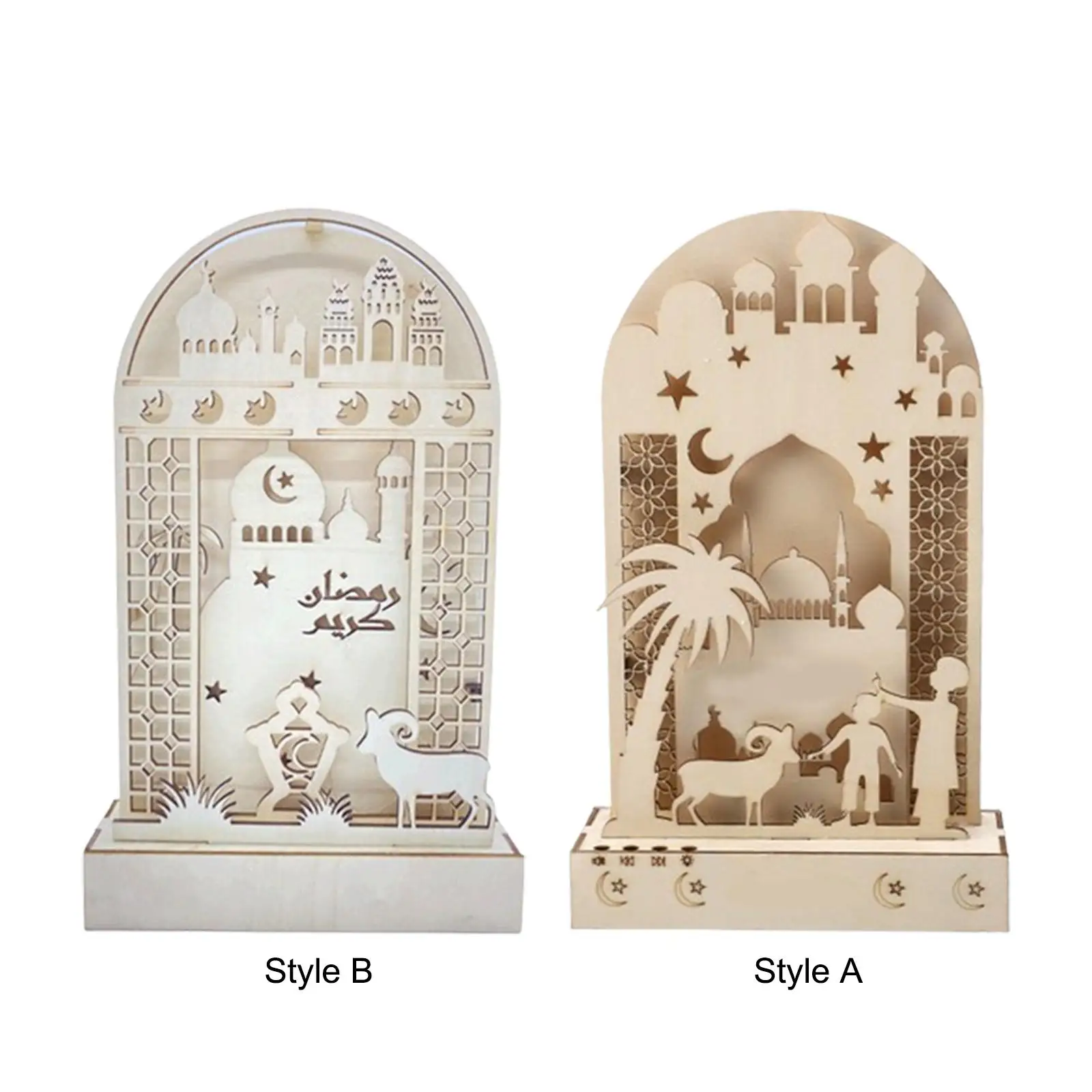 Eid Mubarak de madeira LED luz presente decoração Eid Mubarak para quarto de cabeceira